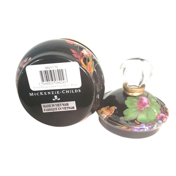 Mackenzie Childs Black Flower Market Lidded Sugar Bowl Retired - Picture 5 of 5